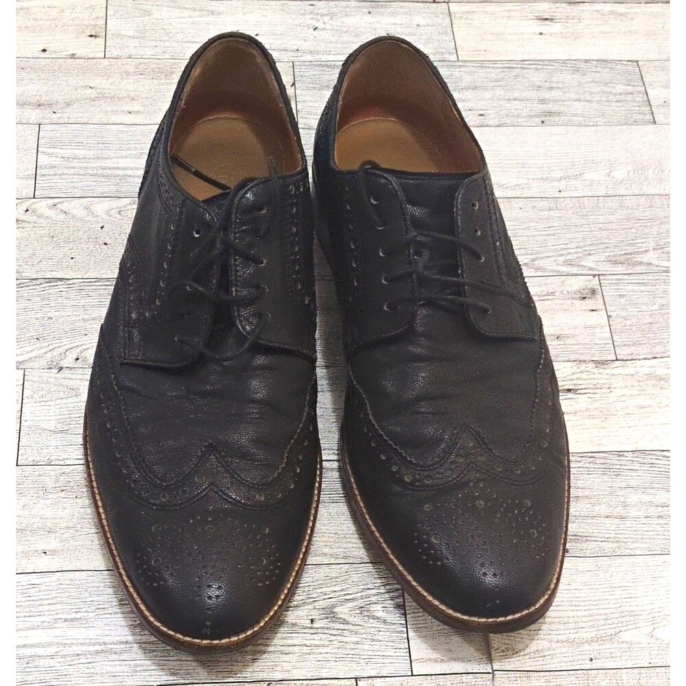 Cole Haan Men's Black Leather Wingtip Brogue Oxford Dress Shoes 9.5 M 163